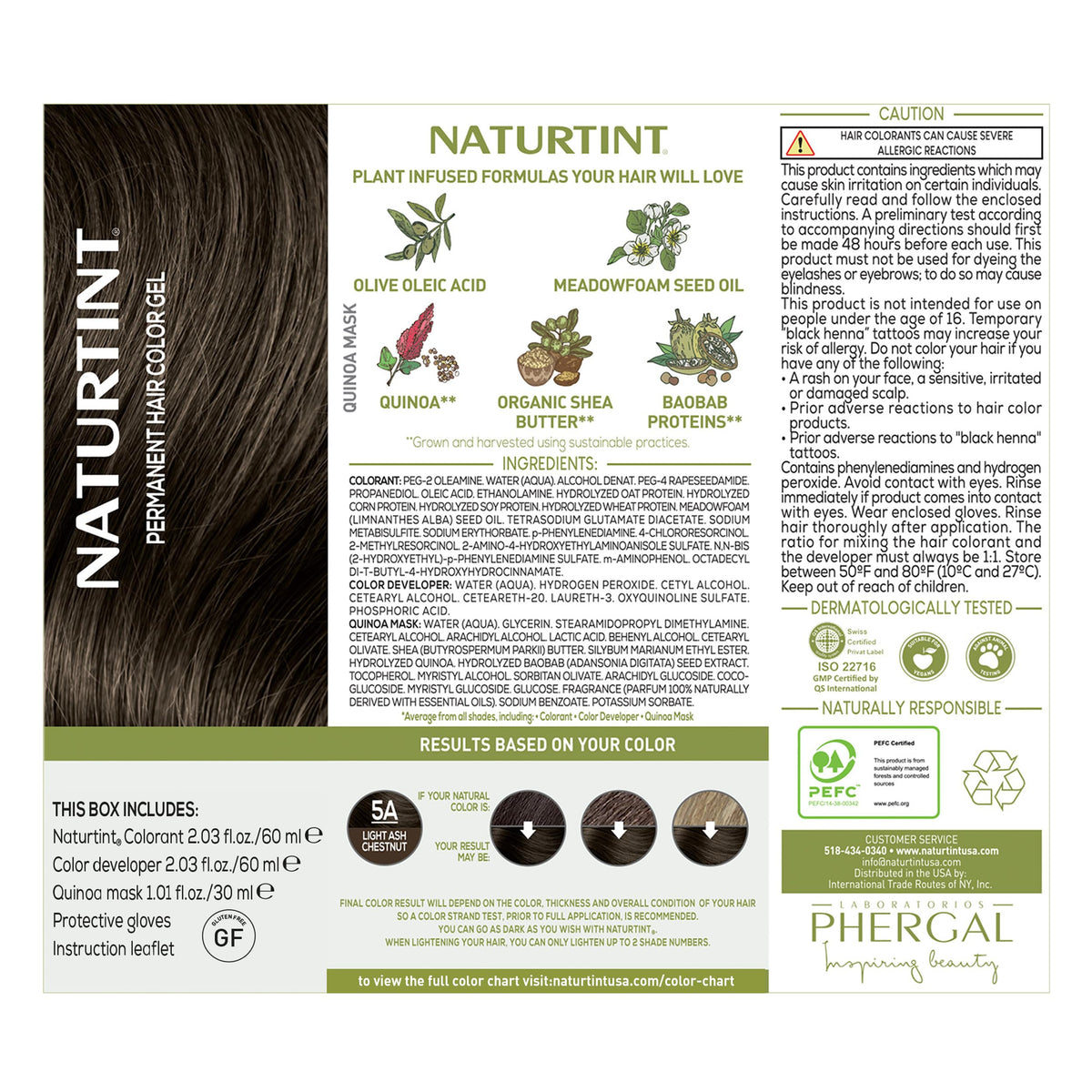 Naturtint 5A Light Ash Chestnut color swatch on hair