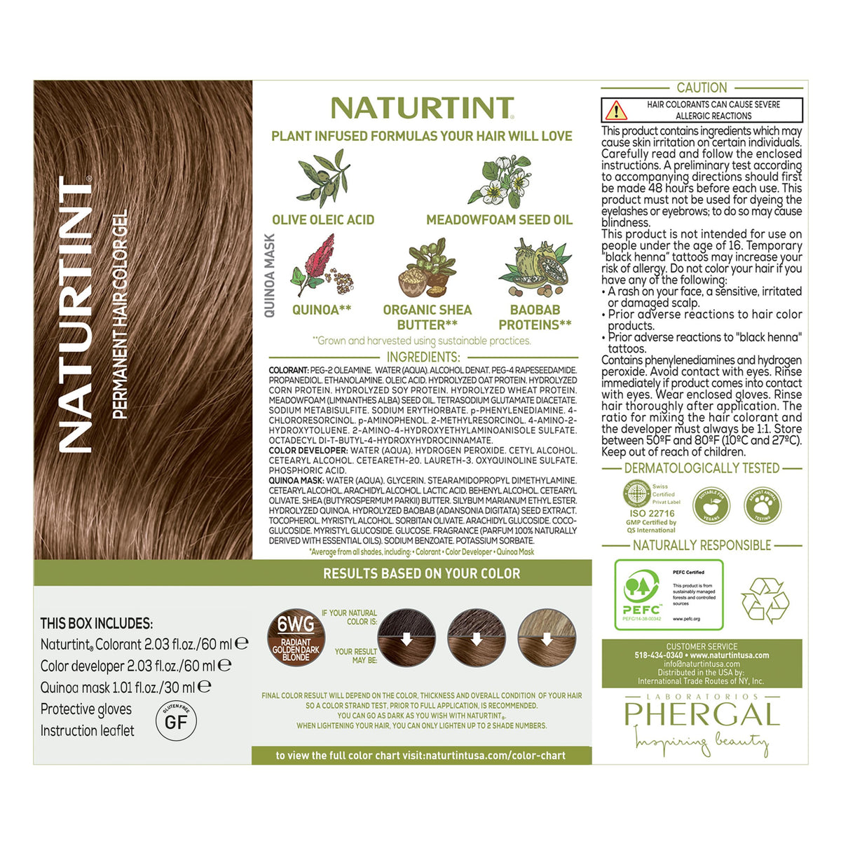 Naturtint 6WG hair colour swatch showing golden dark blonde shade