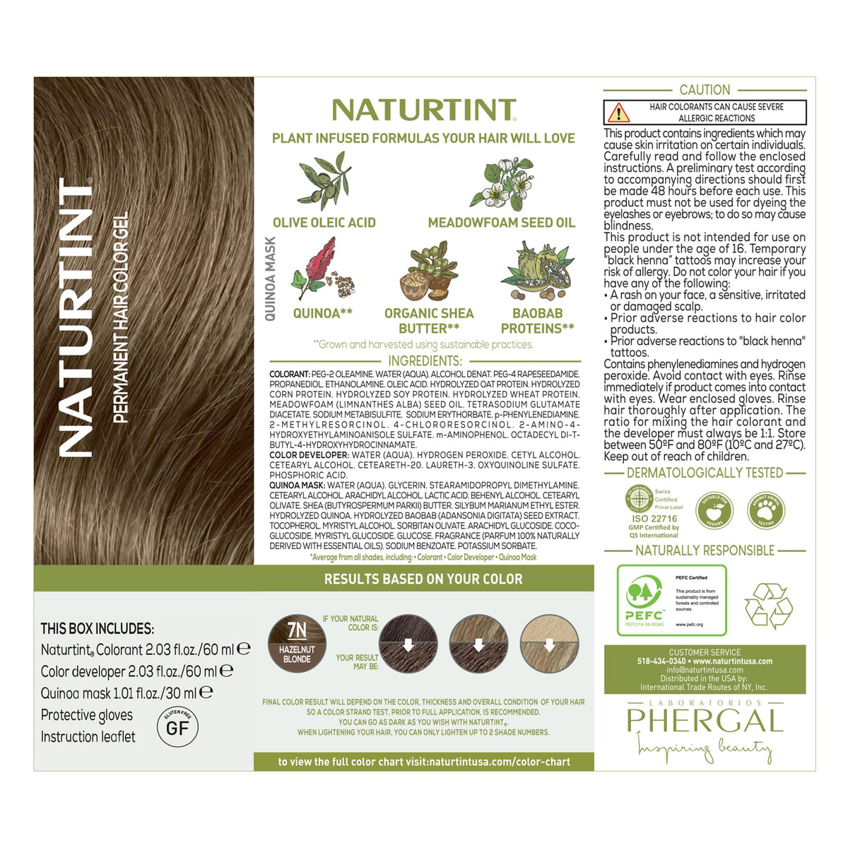 Naturtint 7N Hazelnut Blonde hair colour ingredients list