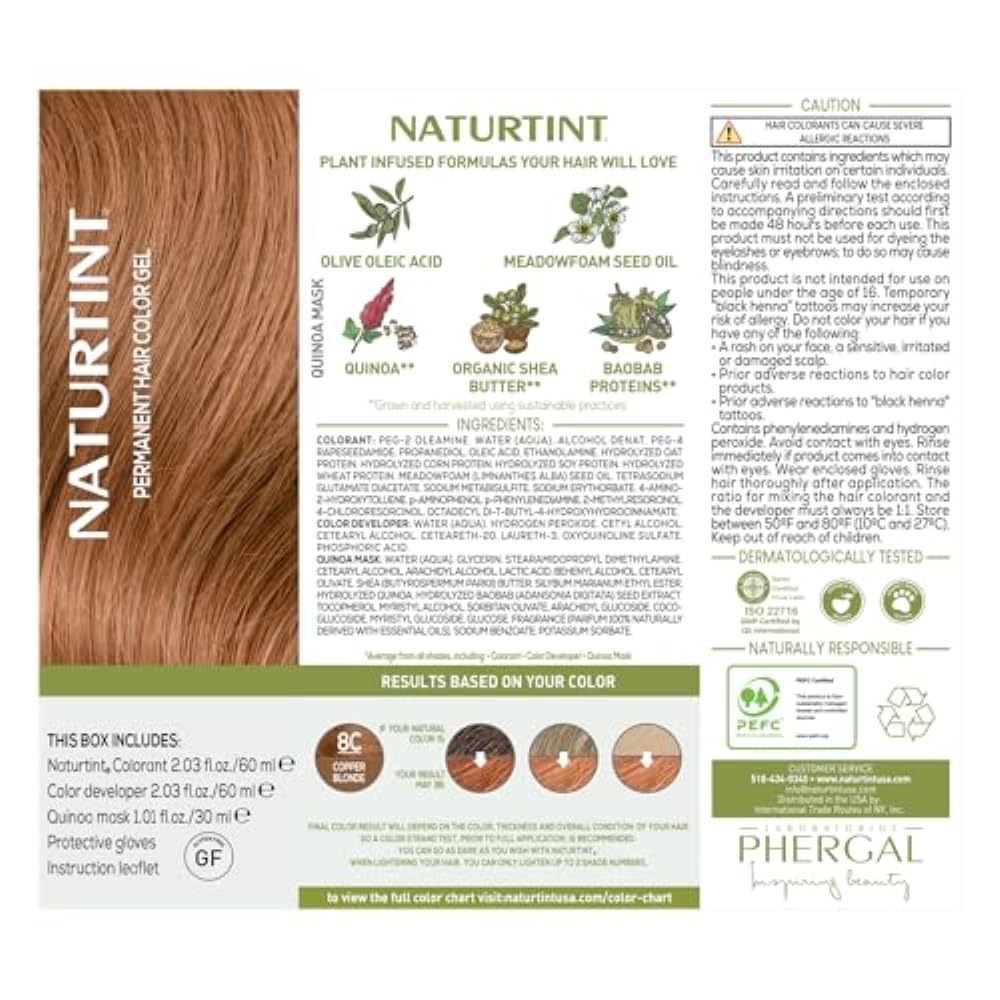 Naturtint 8C Copper Blonde Hair Color packaging side view