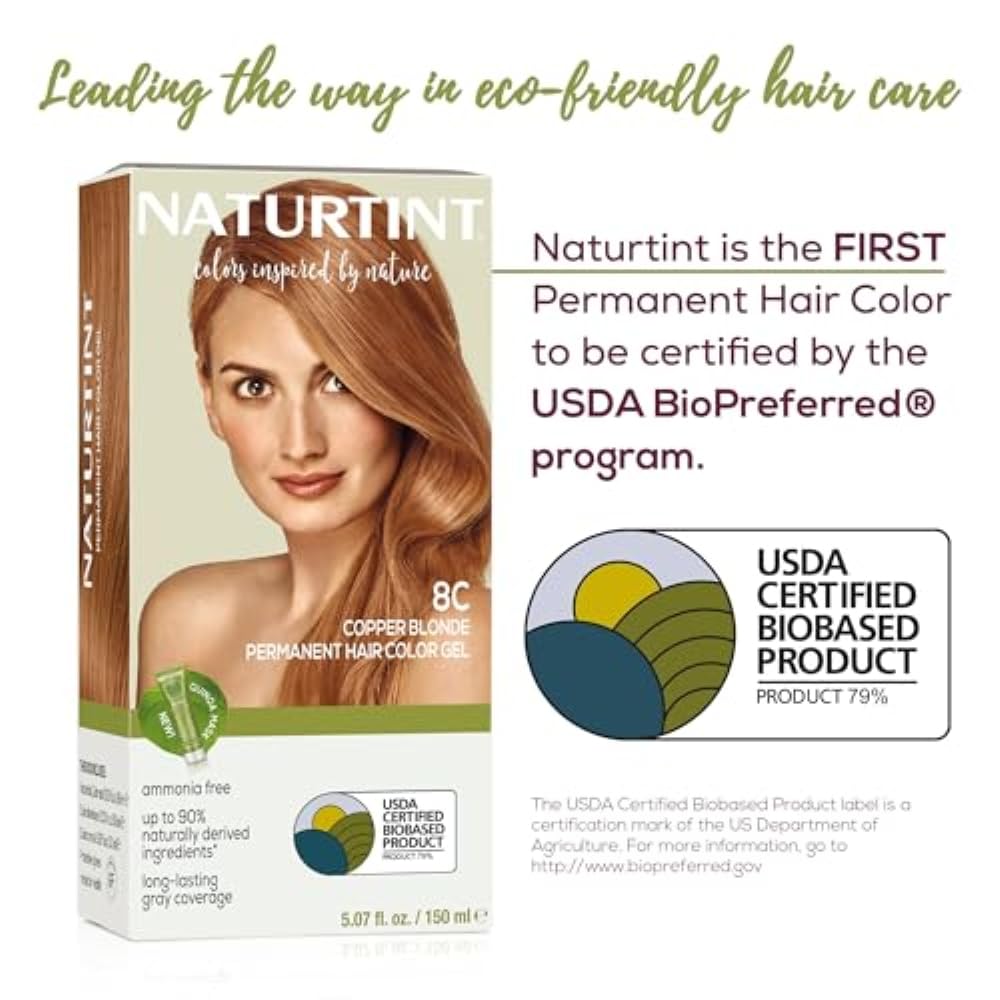 Naturtint 8C Copper Blonde Hair Color swatch on hair