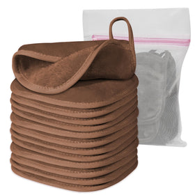 Natwag Makeup Remover Cloth 12 pack in brown with mesh bag