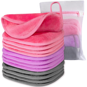 Natwag Makeup Remover Cloth 12 pack in grey, purple, and pink