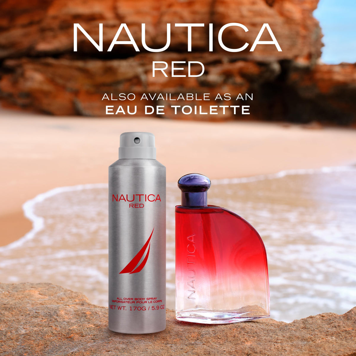 Nautica Red Body Spray bottle side view