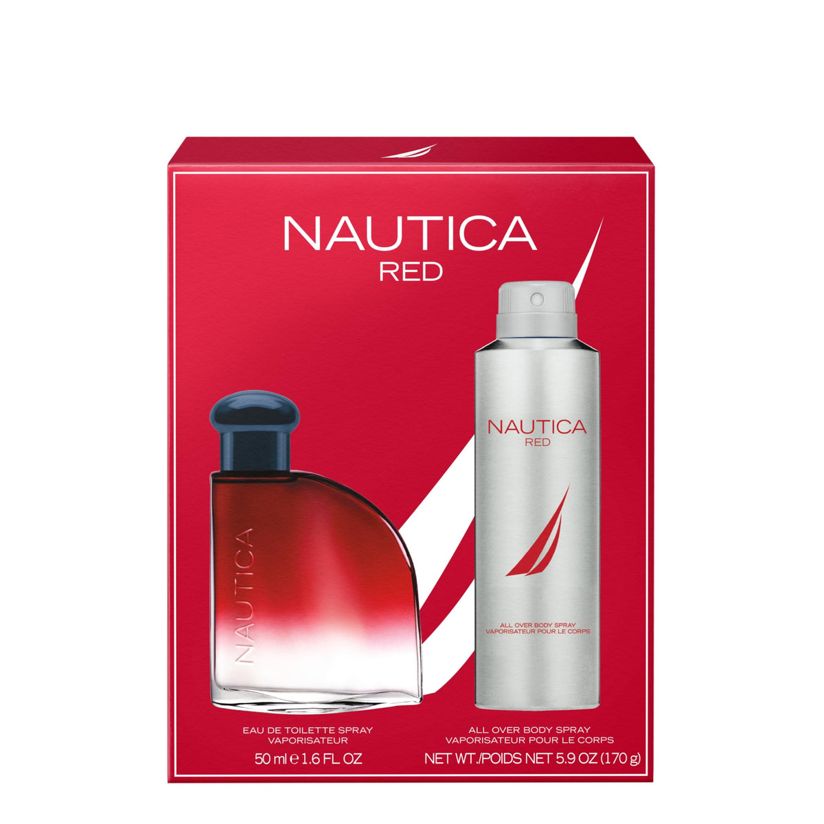 Nautica Red Deodorant Spray bottle side view