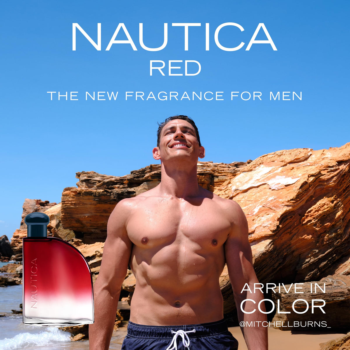 Nautica Red gift set packaging with both products