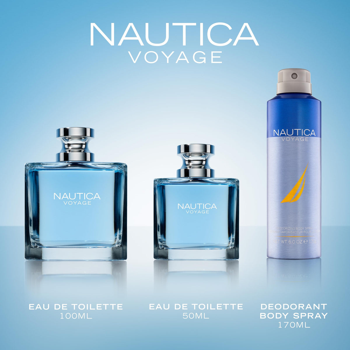 Nautica Voyage Deo Body Spray lifestyle shot on a table