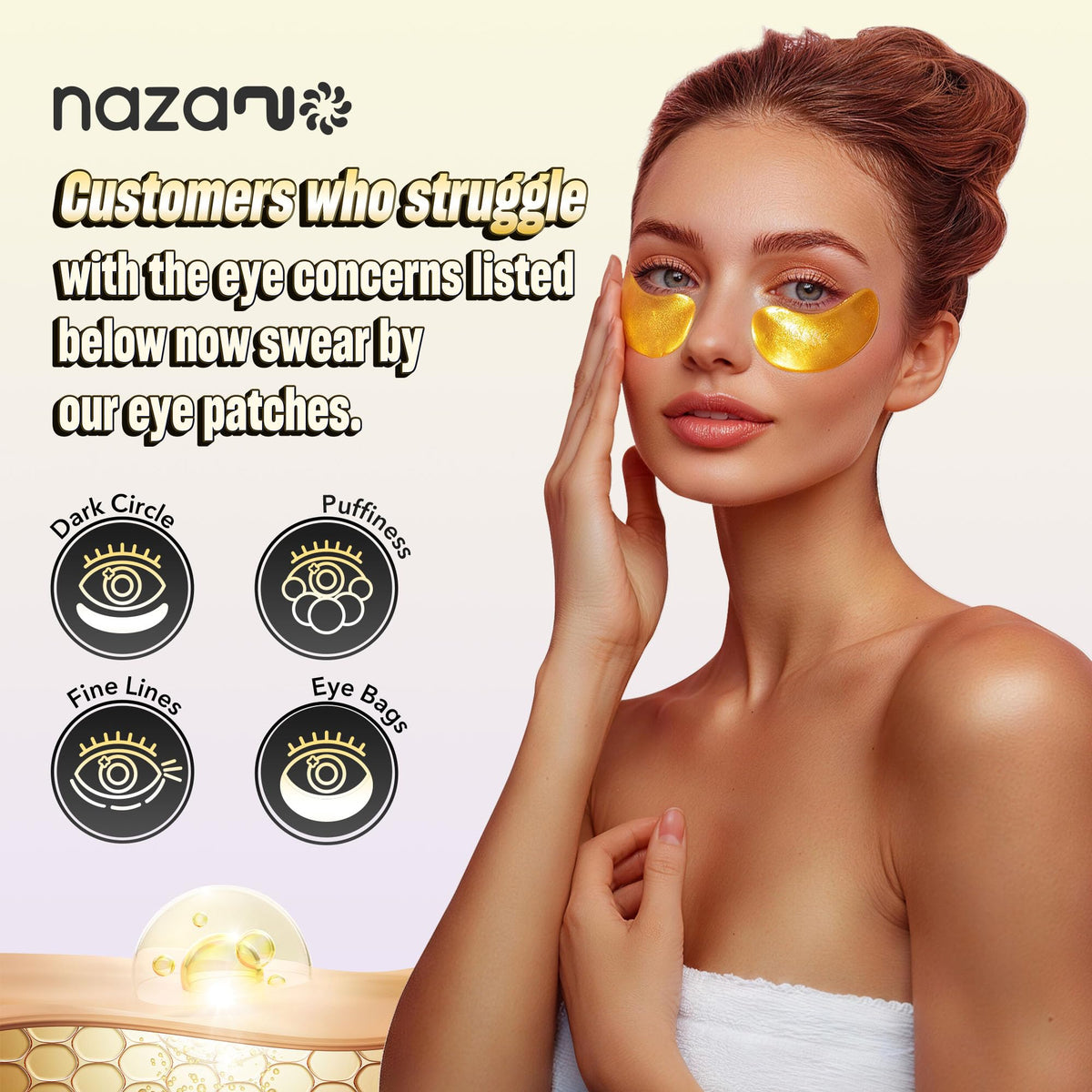 NAZANO 24K Gold Under Eye Patches close-up of a patch