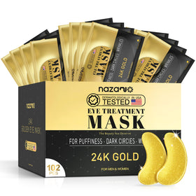 NAZANO 24K Gold Under Eye Patches front view with packaging