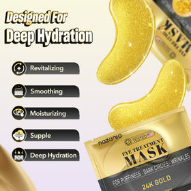 NAZANO 24K Gold Under Eye Patches in use during skincare routine