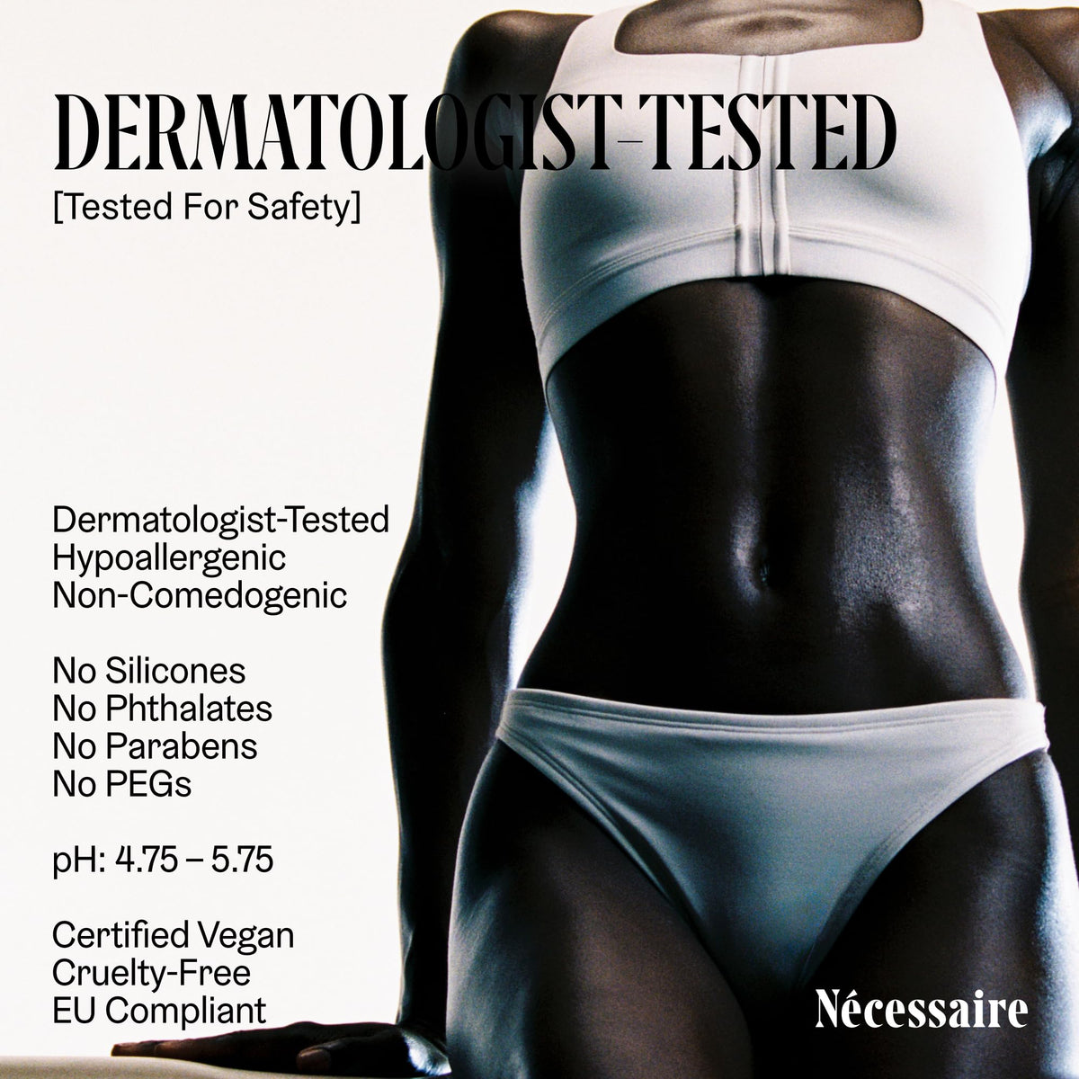 Nécessaire Body Lotion Eucalyptus with ingredients on a white background