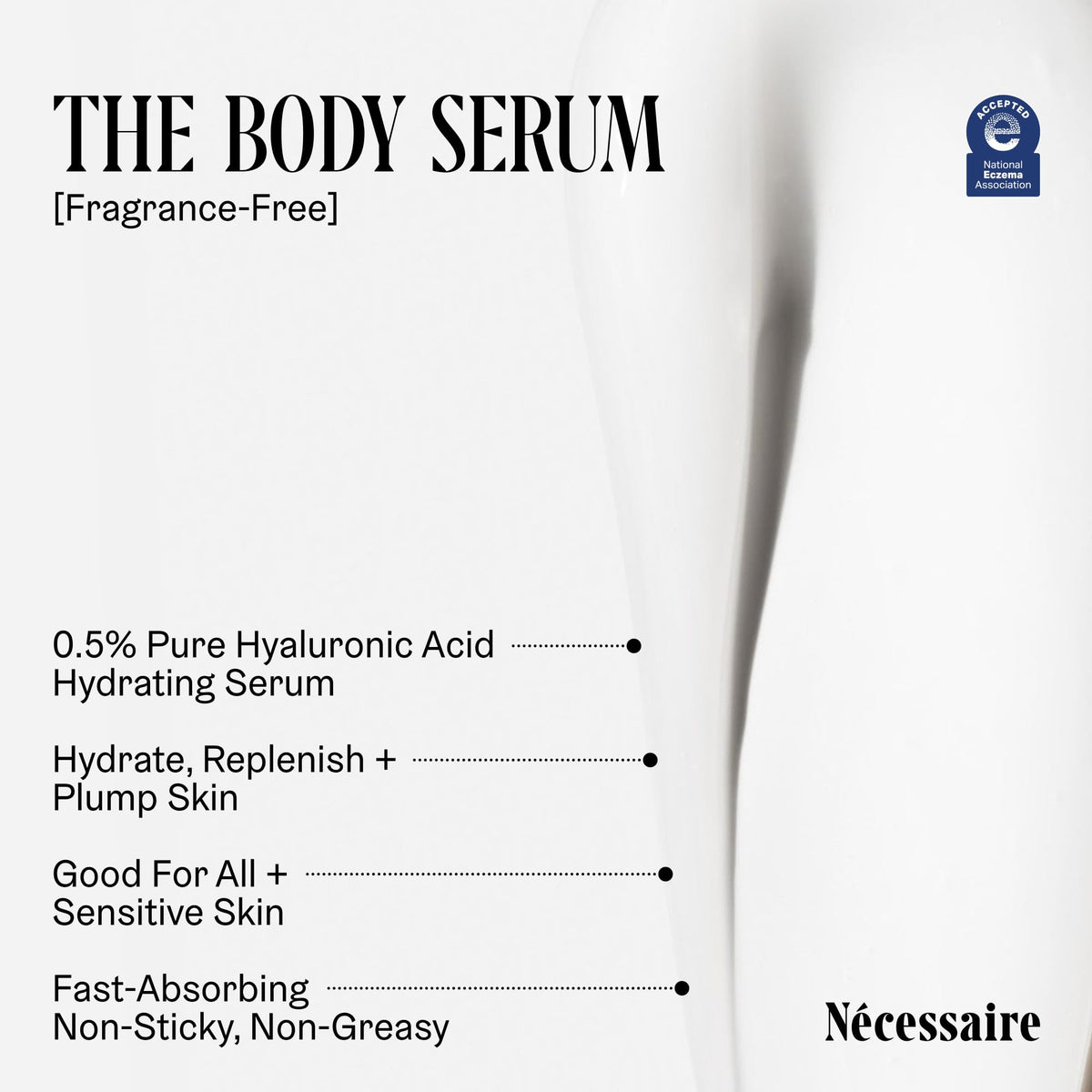 Nécessaire Body Serum texture on hand