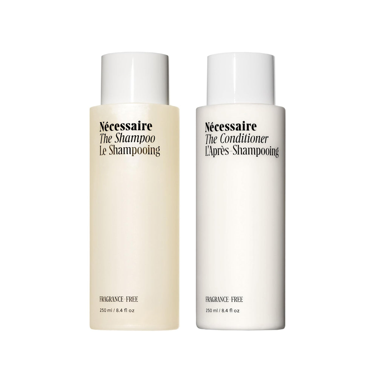 Nécessaire Hair Duo Fragrance Free Shampoo and Conditioner front view
