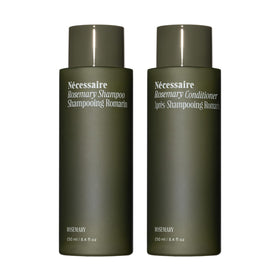 Nécessaire Rosemary Hair Duo Set front view with shampoo and conditioner bottles