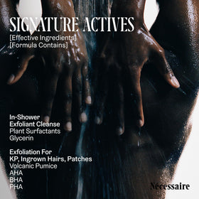 Nécessaire The Body Exfoliator Santal back view with ingredients