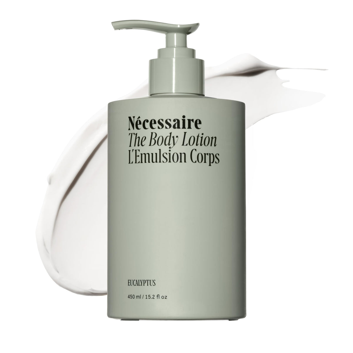 Nécessaire The Body Lotion Eucalyptus front view with pump