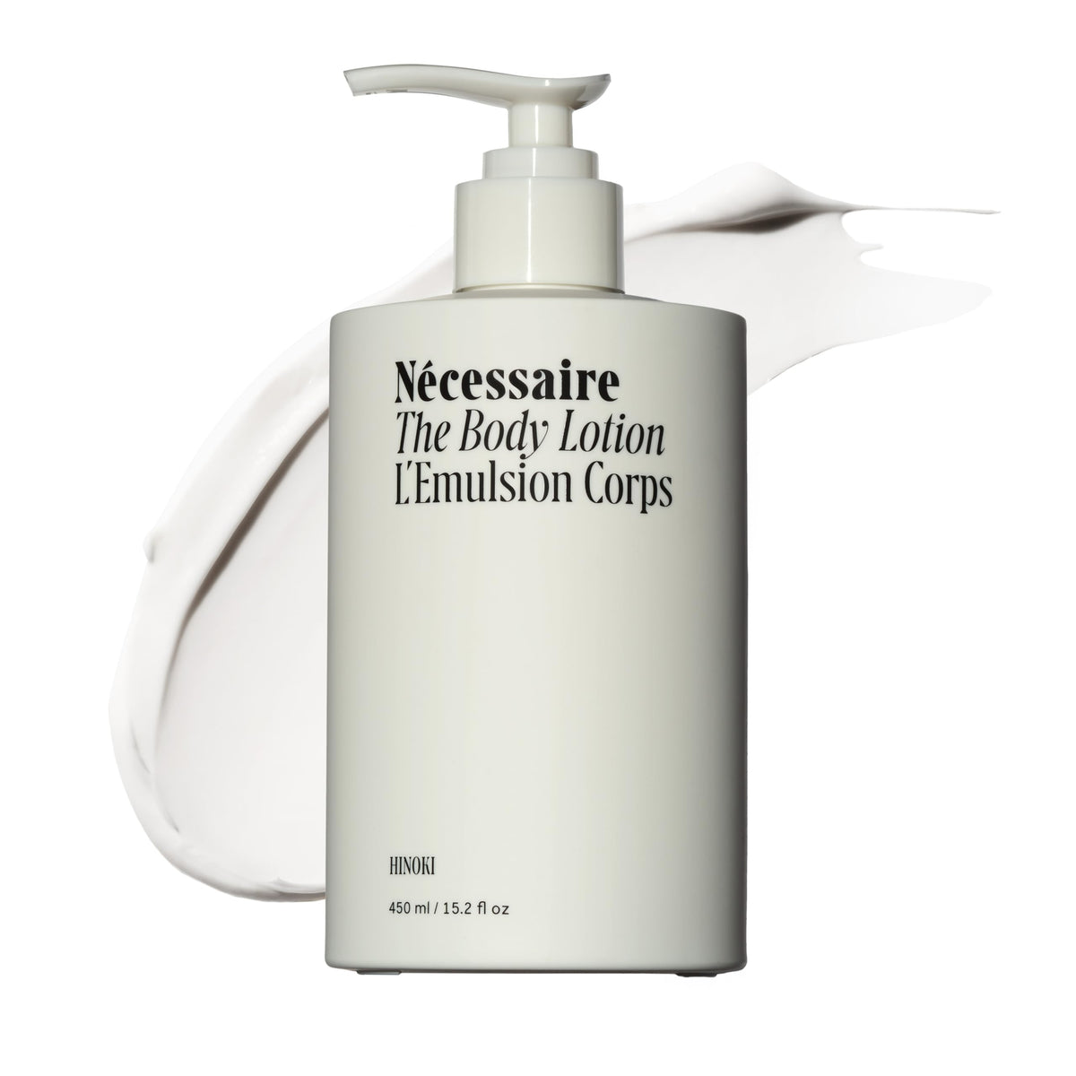 Nécessaire The Body Lotion Hinoki front view with pump