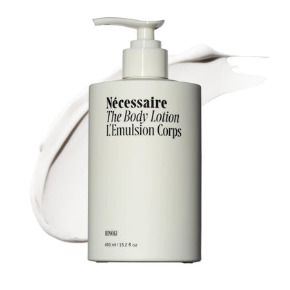 Nécessaire The Body Lotion Hinoki front view with pump