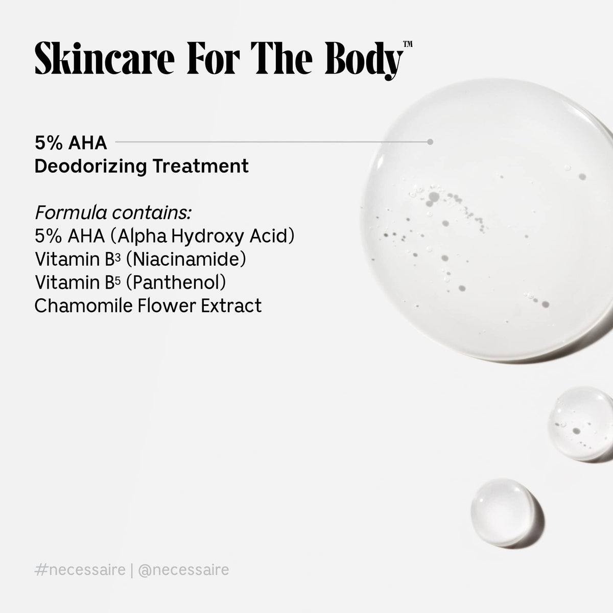Nécessaire The Deodorant Gel 5% AHA back view showing ingredients