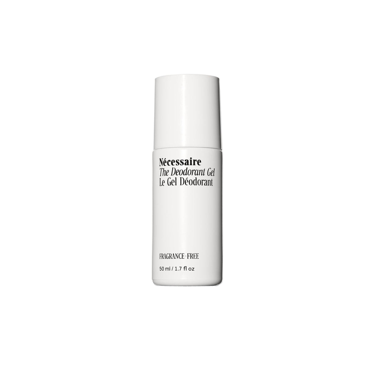 Nécessaire The Deodorant Gel 5% AHA front view in glass bottle