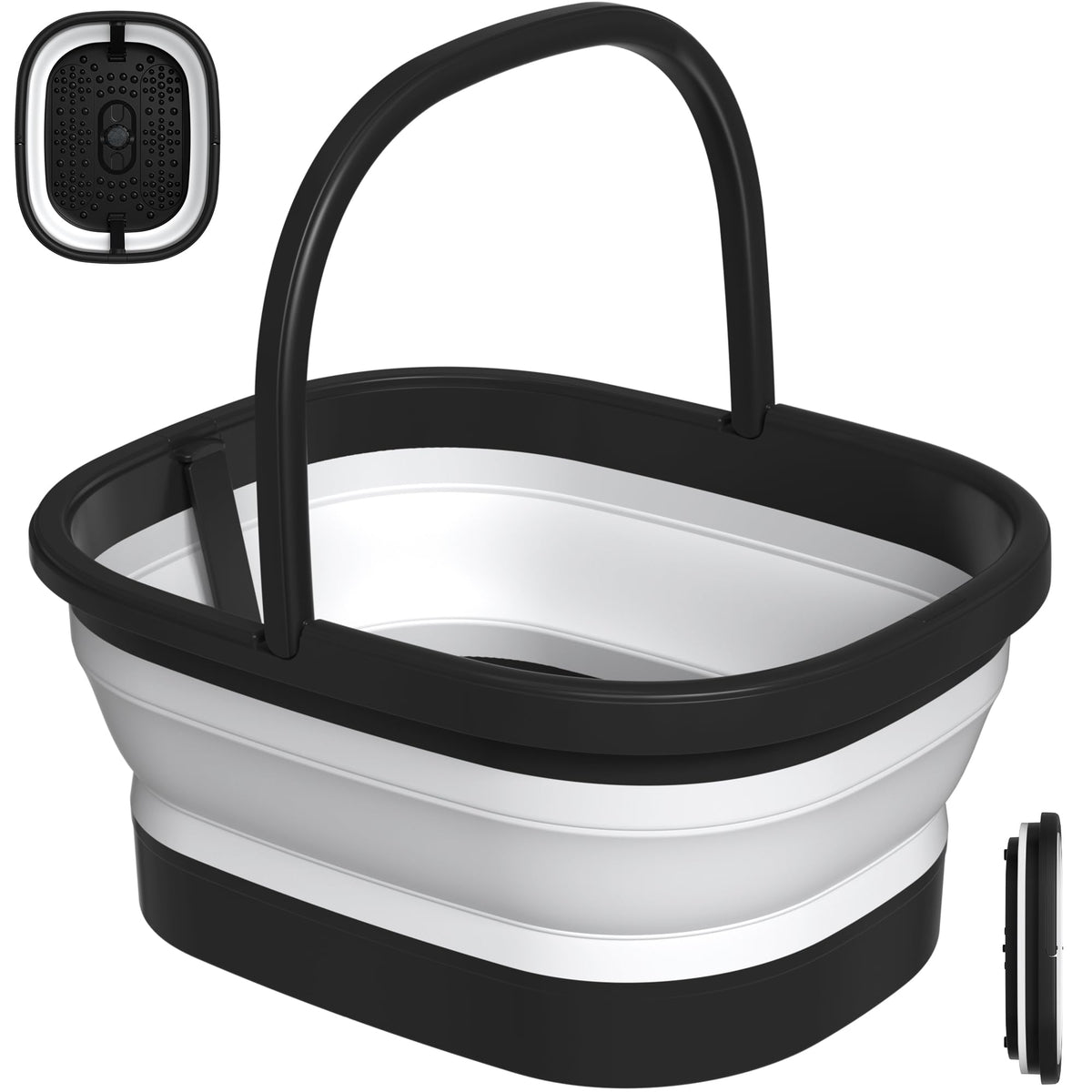 Nekteck collapsible foot soaking tub front view in black