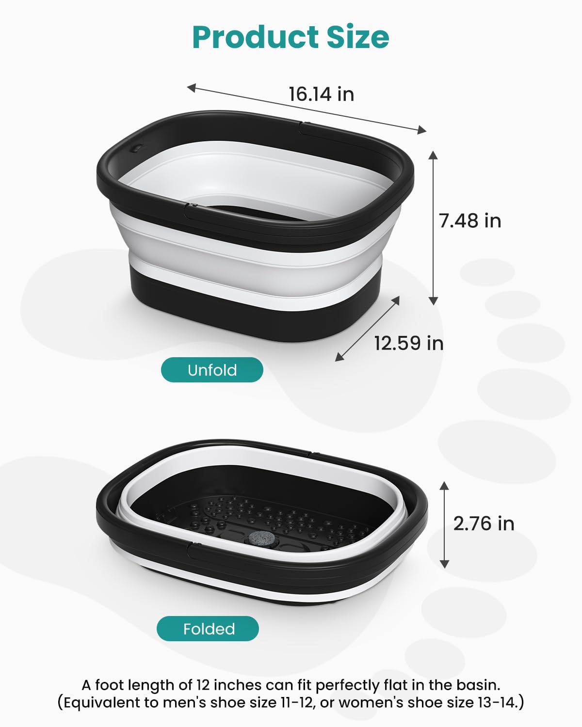 Nekteck foot soaking tub with massage nodes and pumice stone