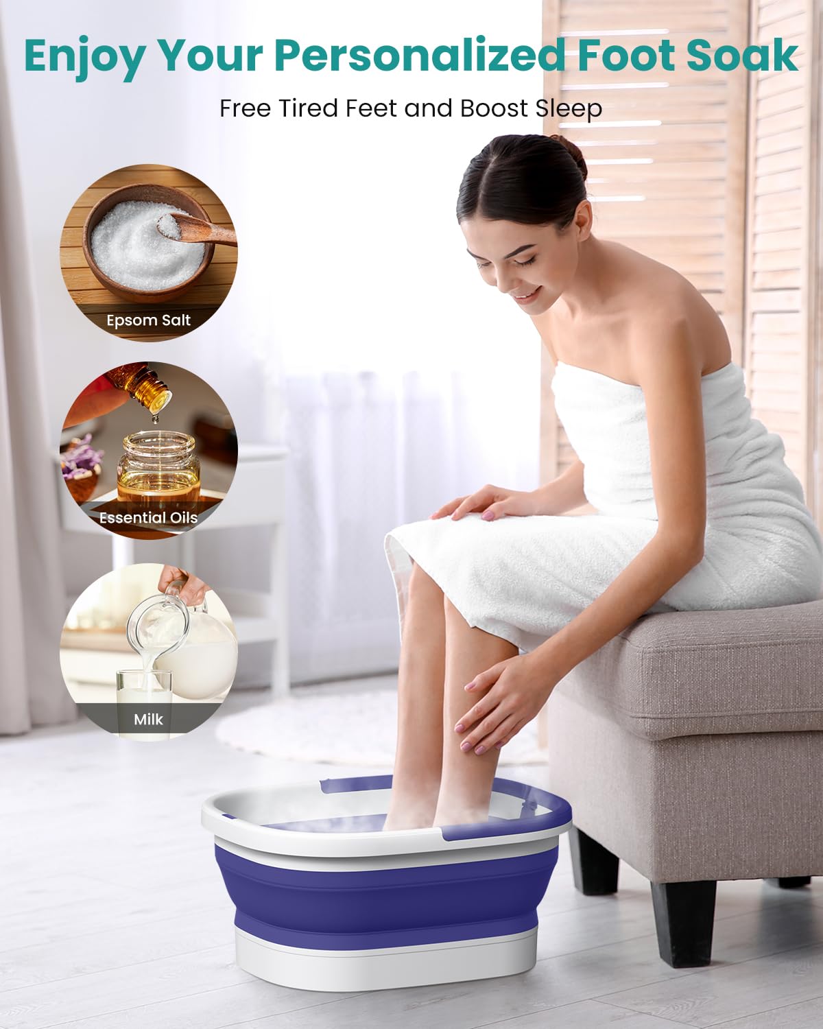 Nekteck foot soaking tub with massage nodes, side view