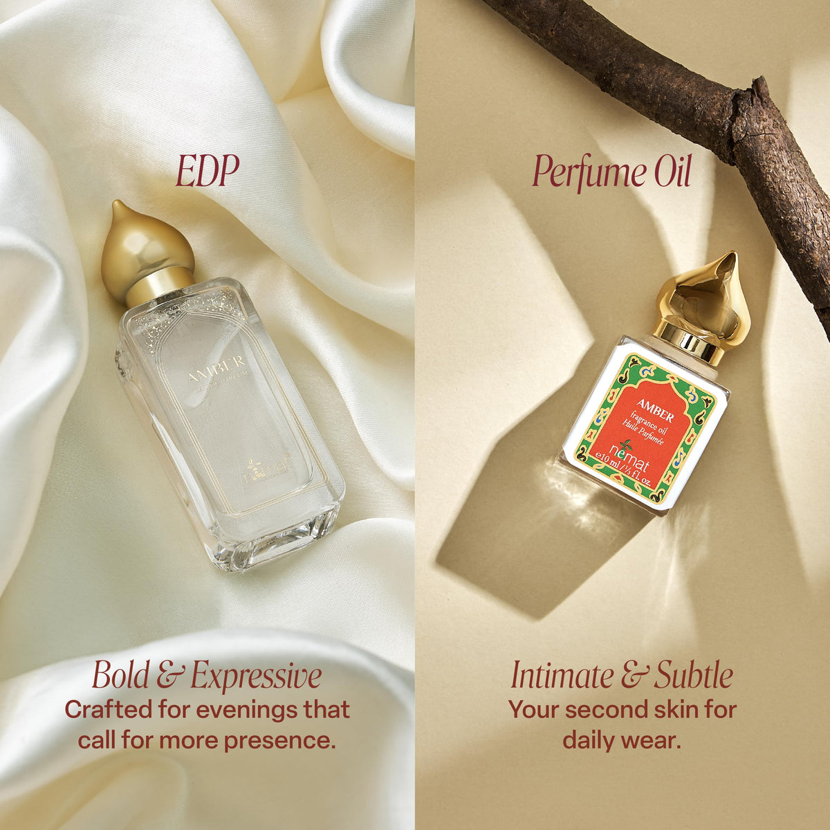 Nemat Amber Eau de Parfum Spray 50 ml with floral background