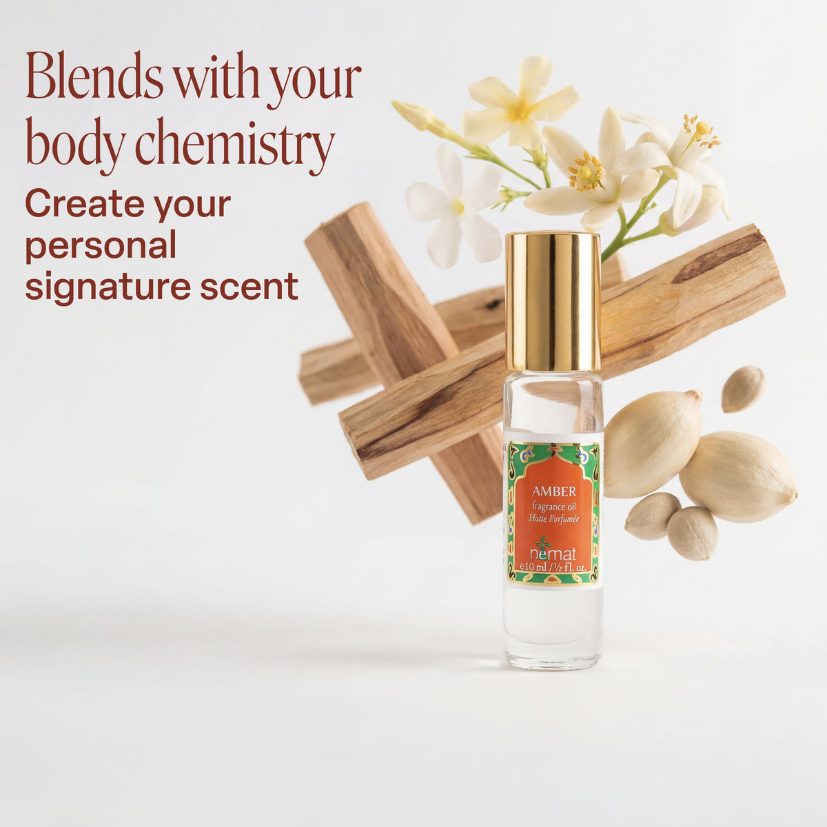 Nemat Amber Perfume Oil Roll-On application on skin