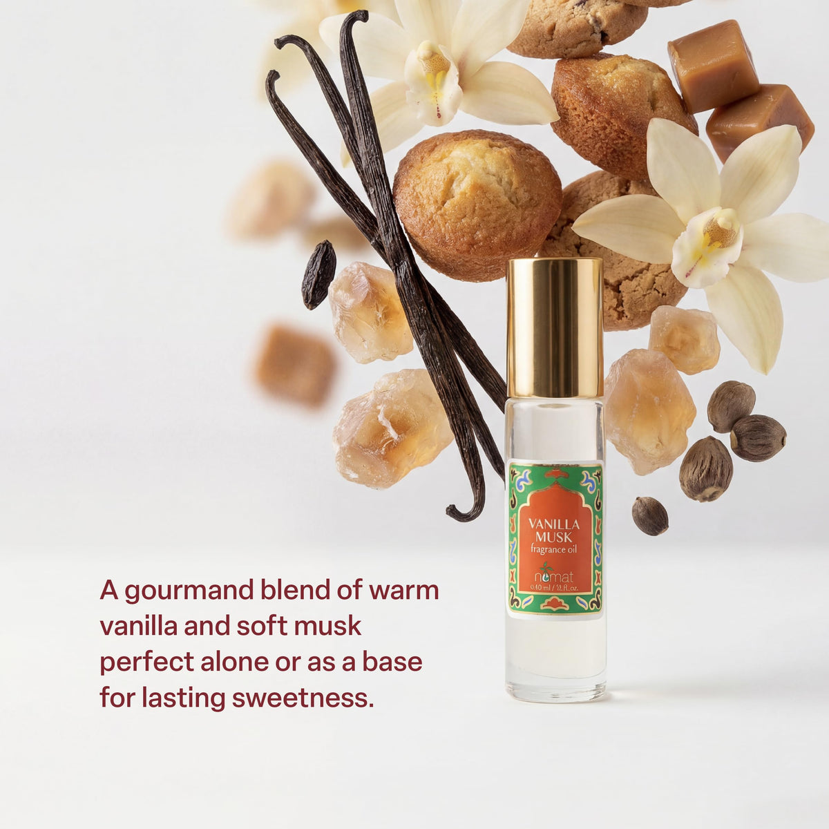 Nemat Vanilla Musk Perfume Oil Roll-On 10ml application on wrist