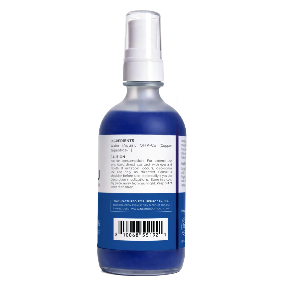 Neurogan GHK-Cu Hair & Scalp Serum back view with ingredients