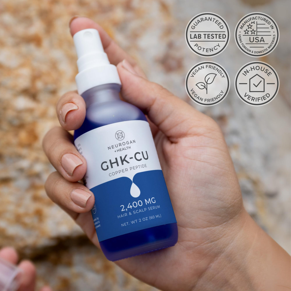 Neurogan GHK-Cu Hair & Scalp Serum close-up of spray nozzle