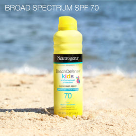 Neutrogena Beach Defense Kids Sunscreen Spray SPF 70, lifestyle scene at the beach