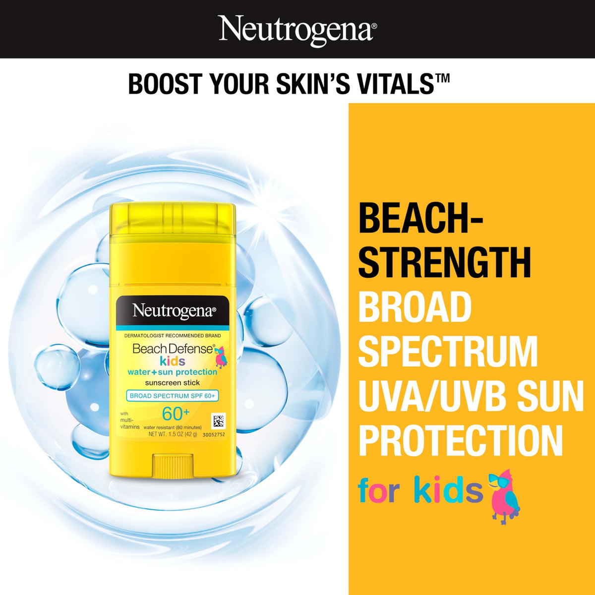 Neutrogena Beach Defense Kids Sunscreen Stick SPF 60+ back view