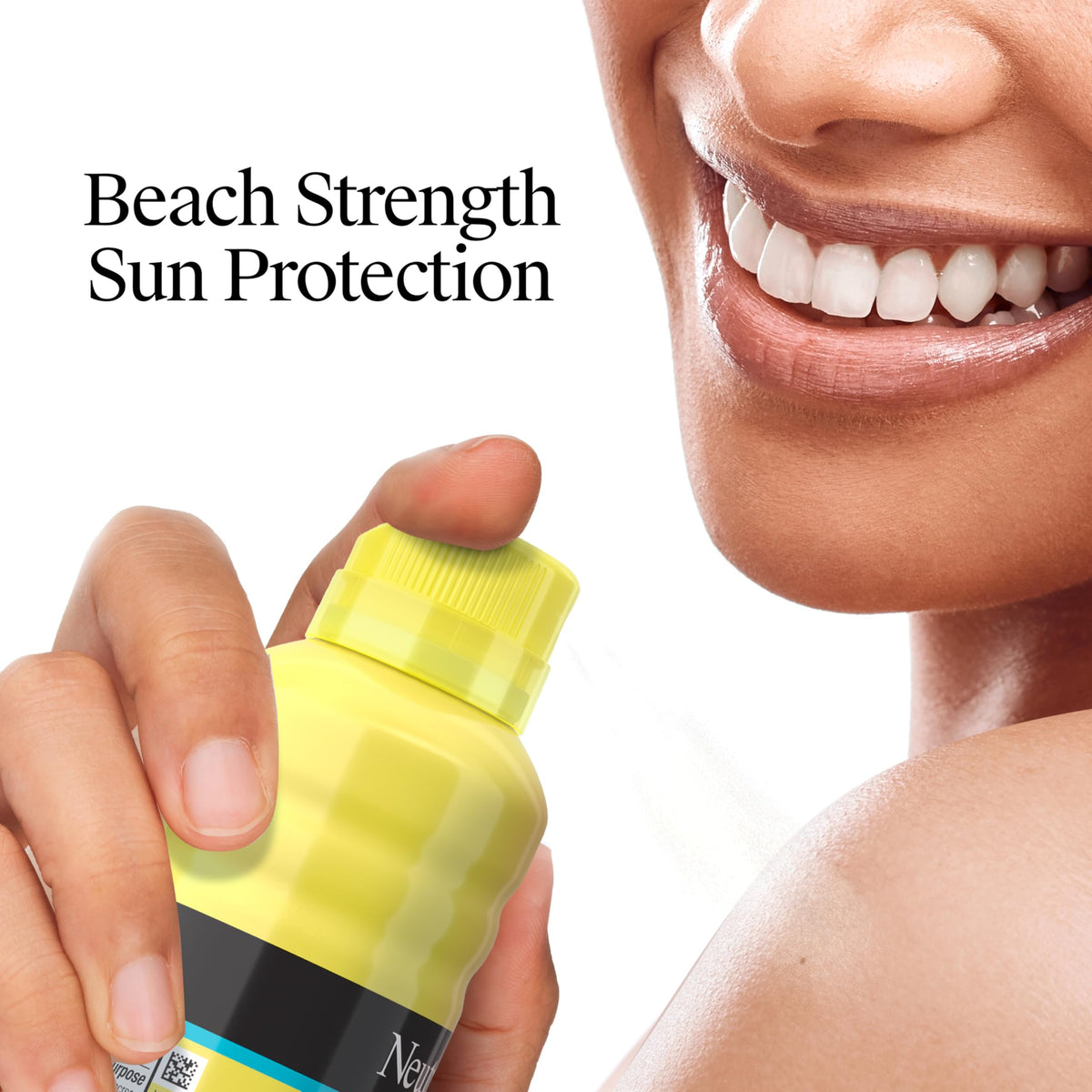 Neutrogena Beach Defense Sunscreen Spray SPF 30 6.5 oz with beach background