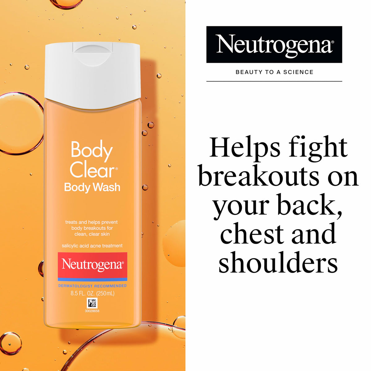 Neutrogena Body Clear Acne Body Wash bottle close-up