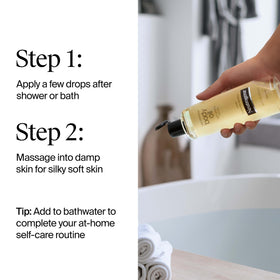Neutrogena Body Oil Light Sesame Formula on towel after shower