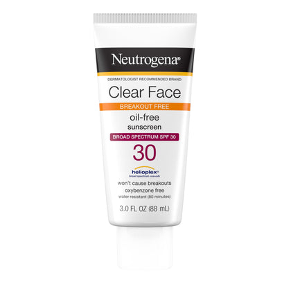 Neutrogena Clear Face Sunscreen Lotion SPF 30 front view with packaging