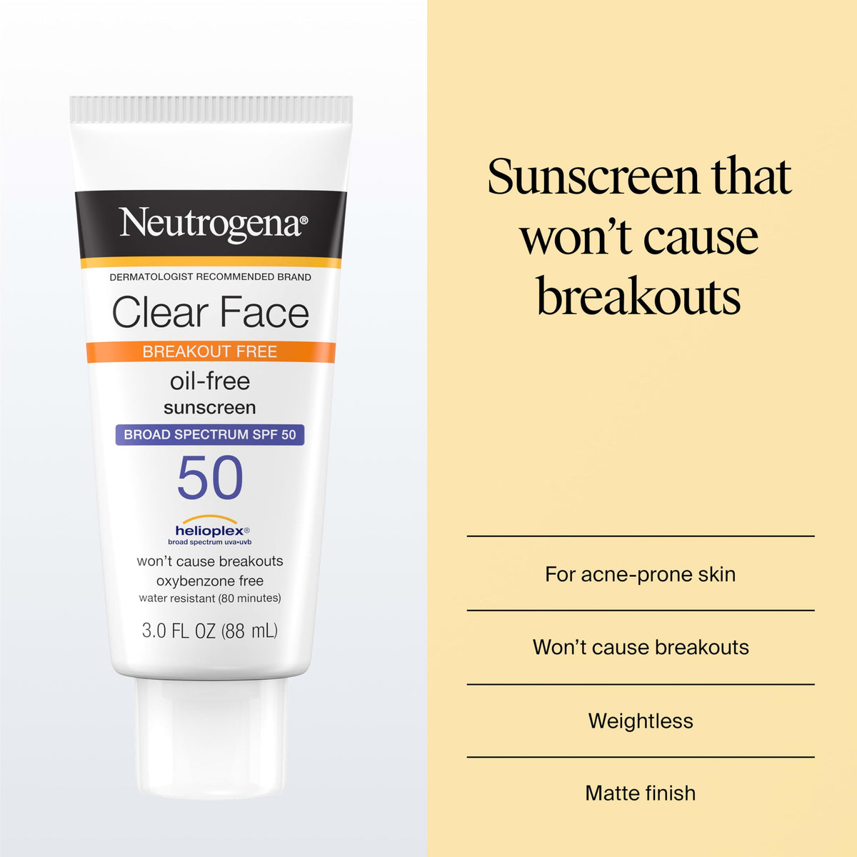 Neutrogena Clear Face Sunscreen Lotion SPF 50 back view