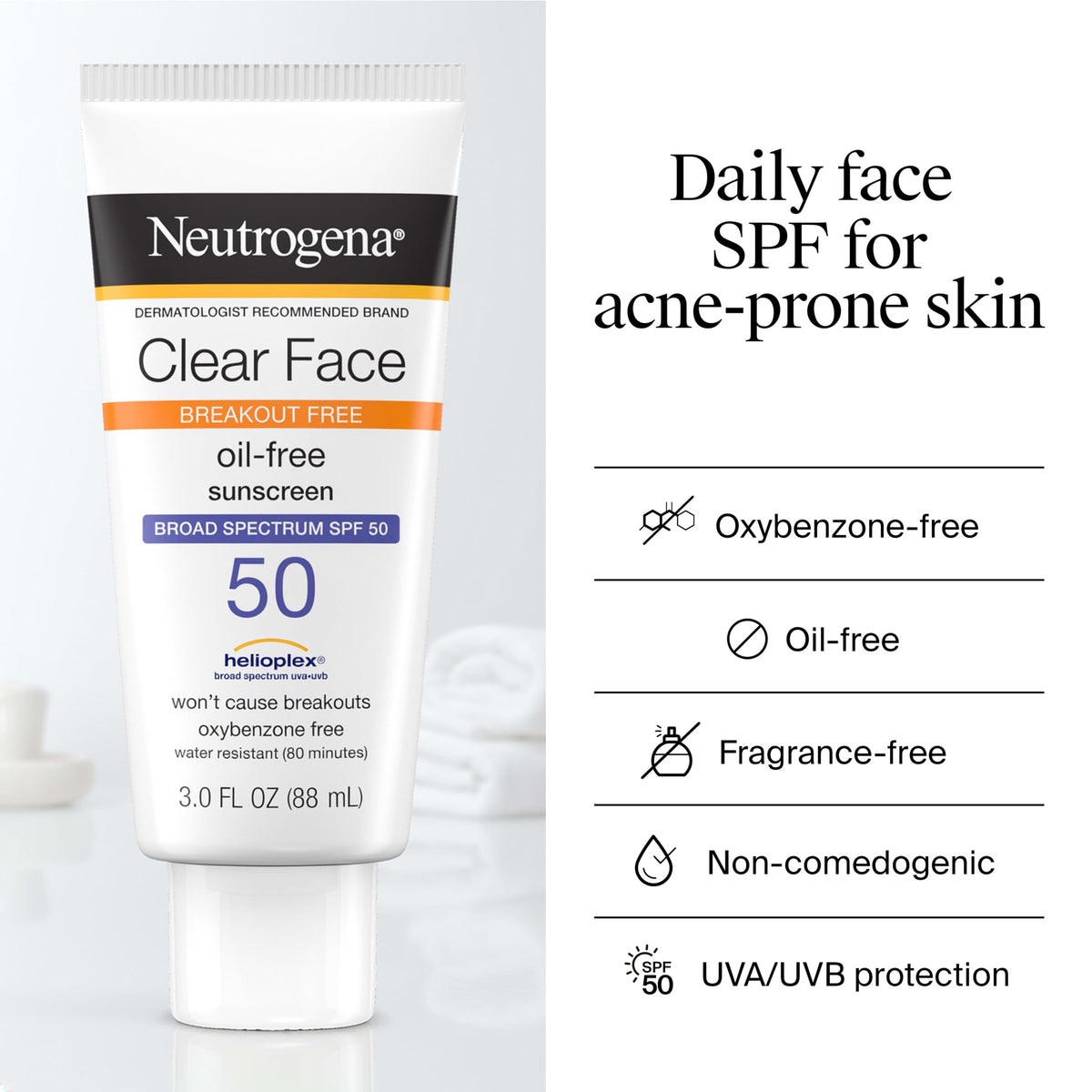 Neutrogena Clear Face Sunscreen Lotion SPF 50 packaging
