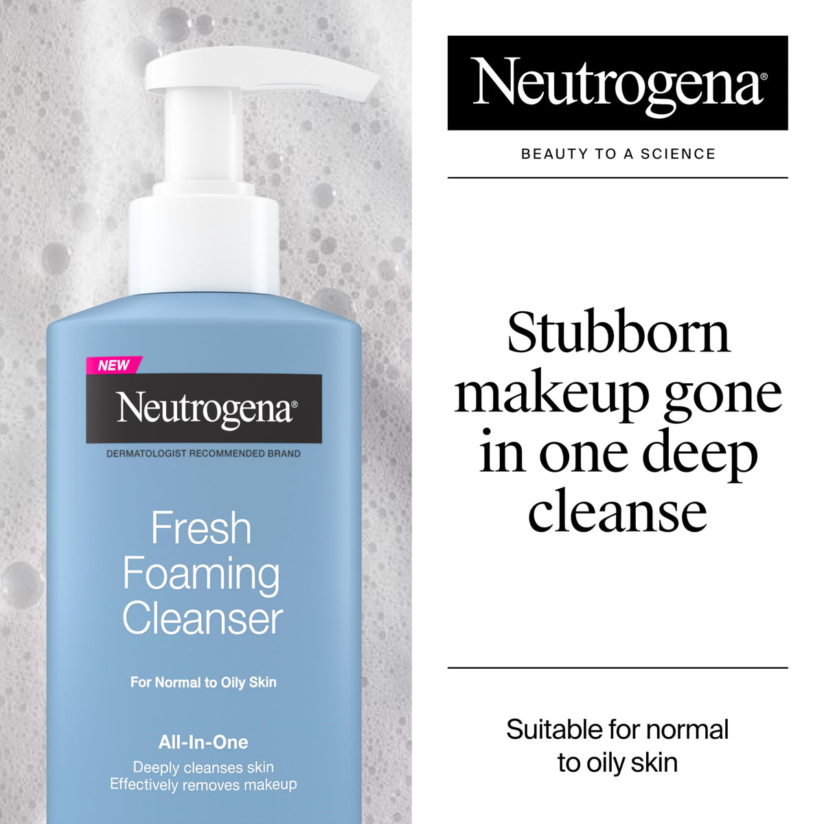 Neutrogena Fresh Foaming Facial Cleanser pump bottle side view