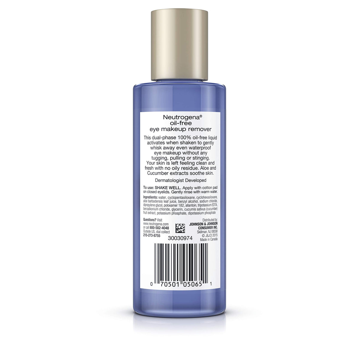 Neutrogena Gentle Oil-Free Eye Makeup Remover with warm water for rinsing