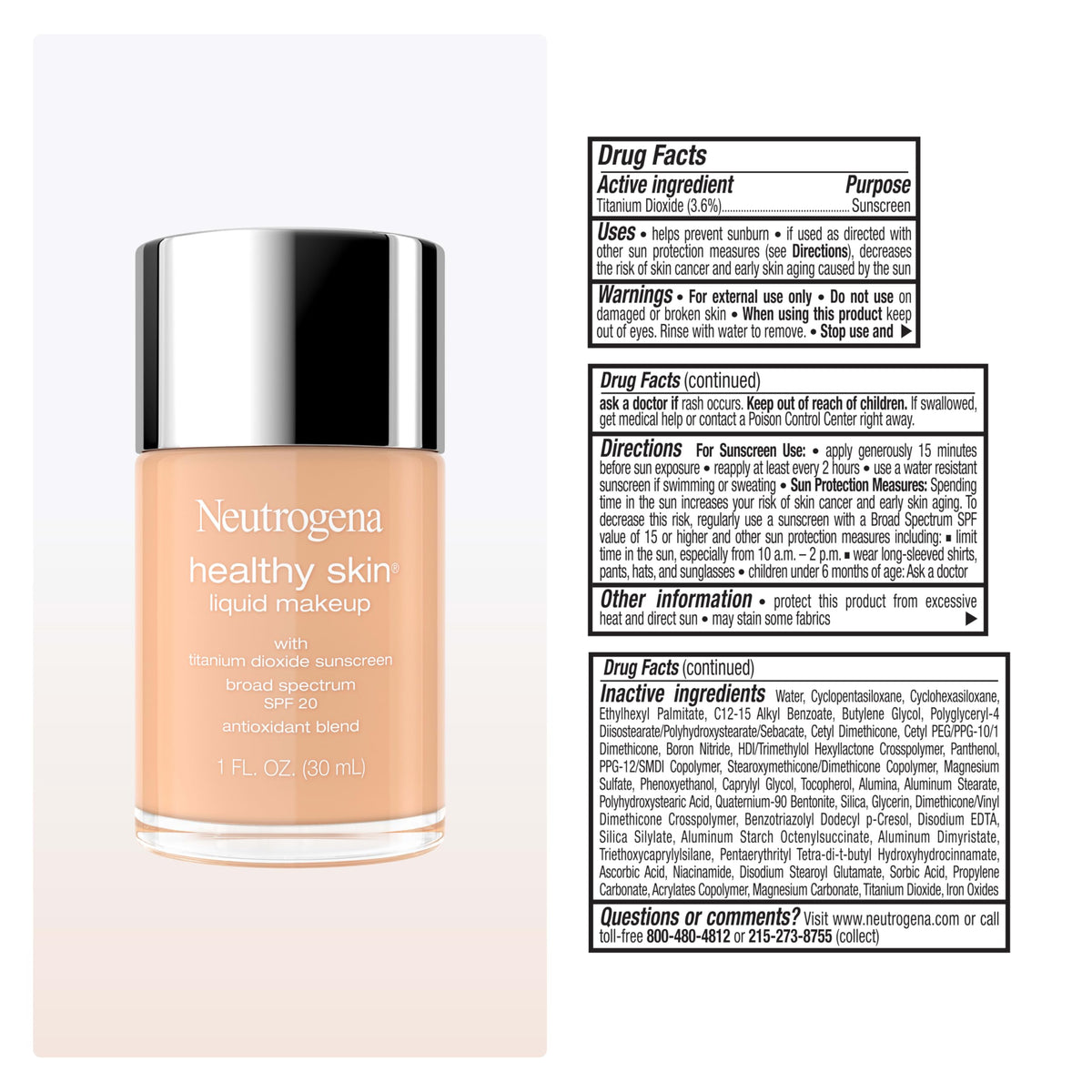 Neutrogena Healthy Skin Liquid Foundation Shell Beige 320C in use on model