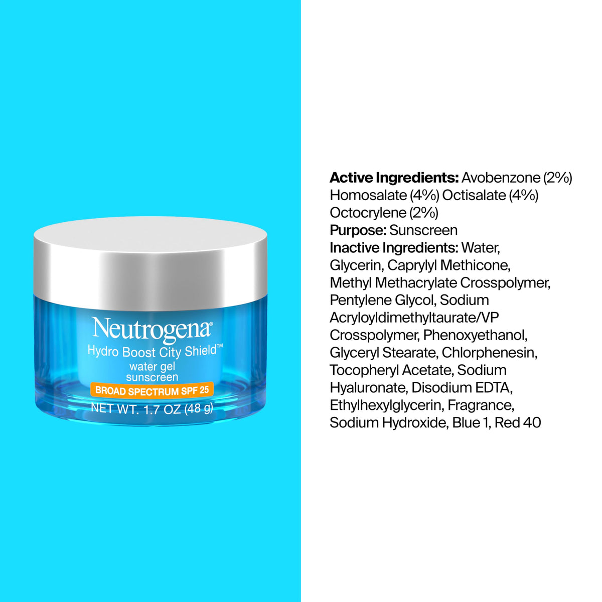 Neutrogena Hydro support City Shield Water Gel Moisturizer SPF 25 on a bathroom counter
