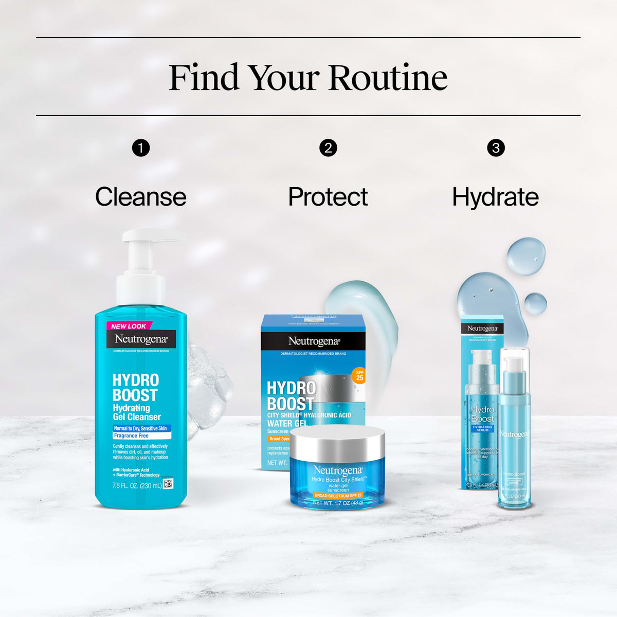 Neutrogena Hydro support City Shield Water Gel Moisturizer SPF 25 with other Hydro support products