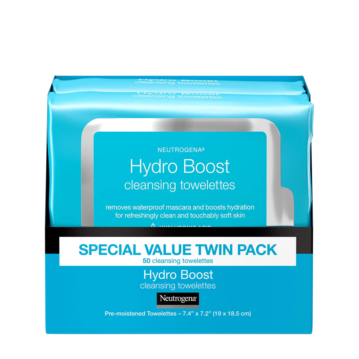 Neutrogena Hydro support Facial Cleansing Wipes twin pack front view