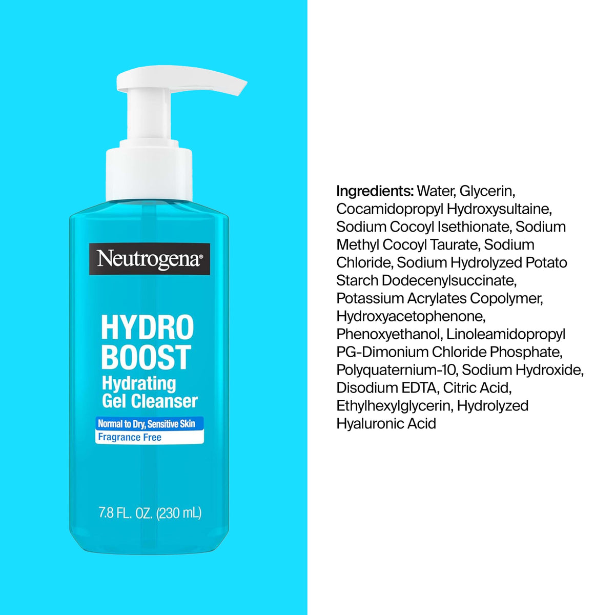 Neutrogena Hydro support Gel Cleanser packaging on a countertop