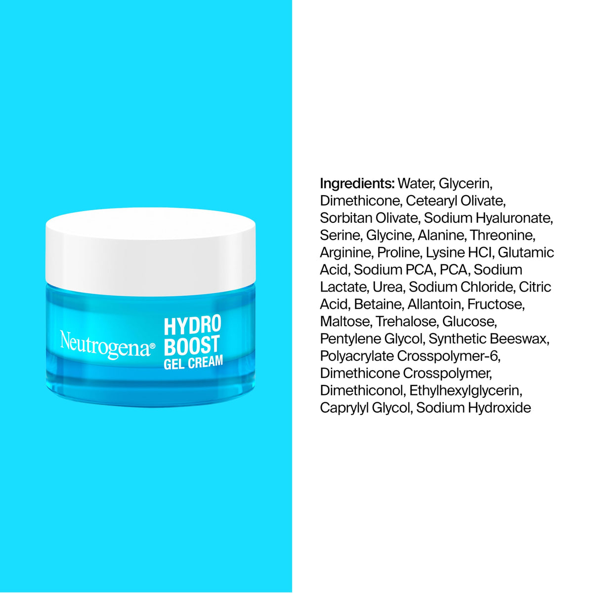 Neutrogena Hydro support Gel Cream ingredients list