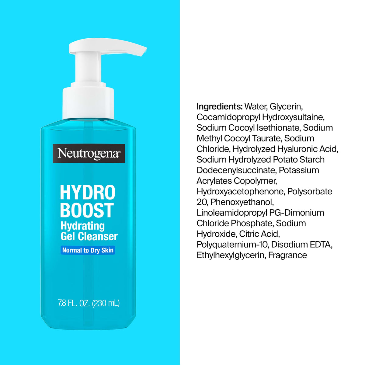 Neutrogena Hydro support Hydrating Gel Cleanser packaging close-up