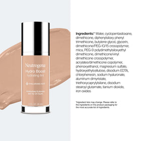 Neutrogena Hydro support Hydrating Tint Foundation Buff 30 with natural light